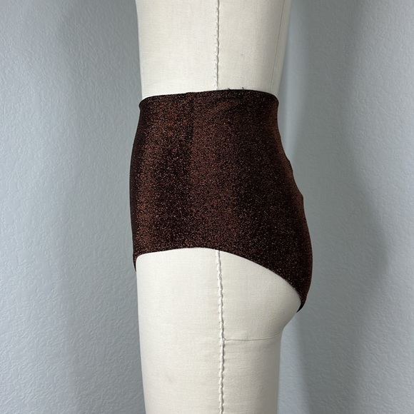 Form and Fold D+ Swimsuit The Rise Bikini High Bottom Metallic Clay Brown - Picture 3 of 7